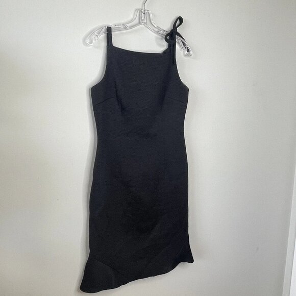 David Meister Dress Womens 8 Strappy Black Sheath Cocktail Textured VTG Strappy - Picture 2 of 8